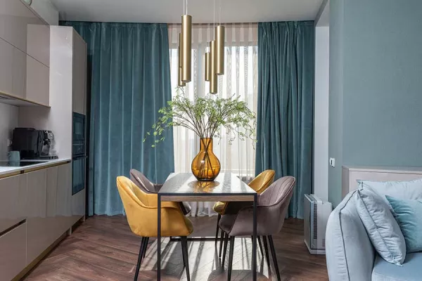 blue drapes